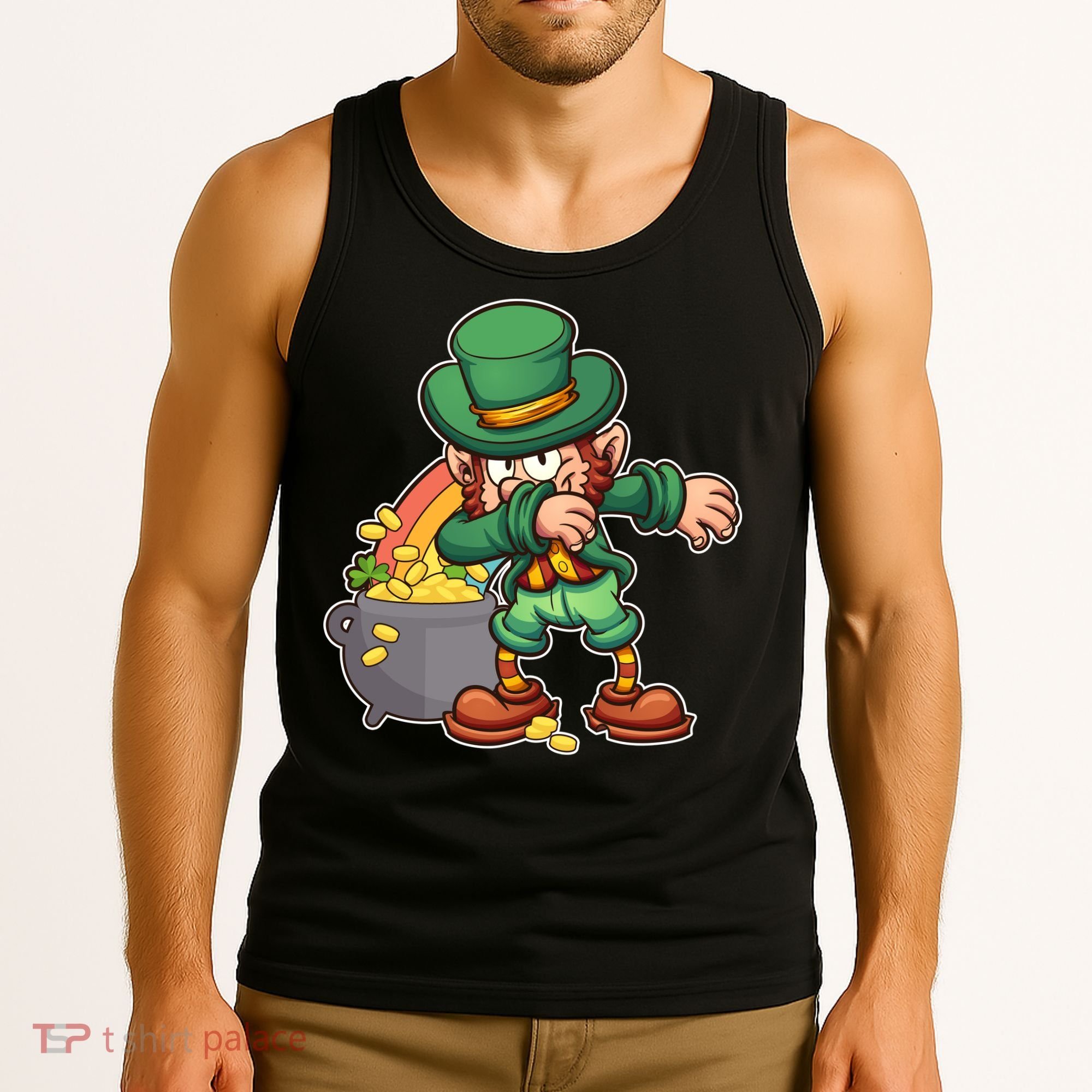 St Patricks Day Dabbing Leprechaun Pot Of Gold Tank Top