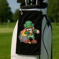 St Patricks Day Dabbing Leprechaun Pot Of Gold Golf Towel thumb 2