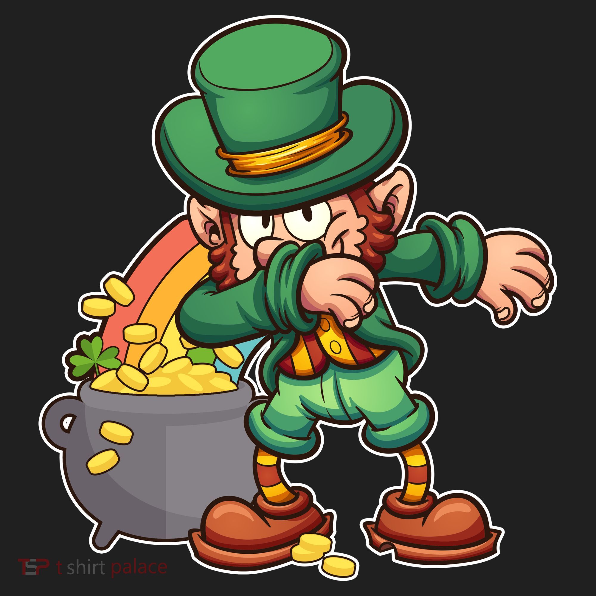 St Patricks Day Dabbing Leprechaun Pot Of Gold Golf Towel