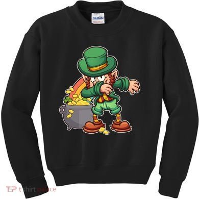St Patricks Day Dabbing Leprechaun Pot Of Gold Kids Sweatshirt