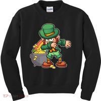 St Patricks Day Dabbing Leprechaun Pot Of Gold Kids Sweatshirt thumb 0