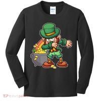 St Patricks Day Dabbing Leprechaun Pot Of Gold Kids Long Sleeve Shirt thumb 0