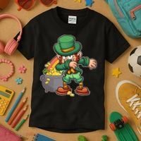 St Patricks Day Dabbing Leprechaun Pot Of Gold Kids T-Shirt thumb 3