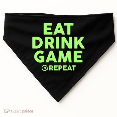 St Patrick's Day Eat Drink Game Repeat USA-Made Doggie Bandana