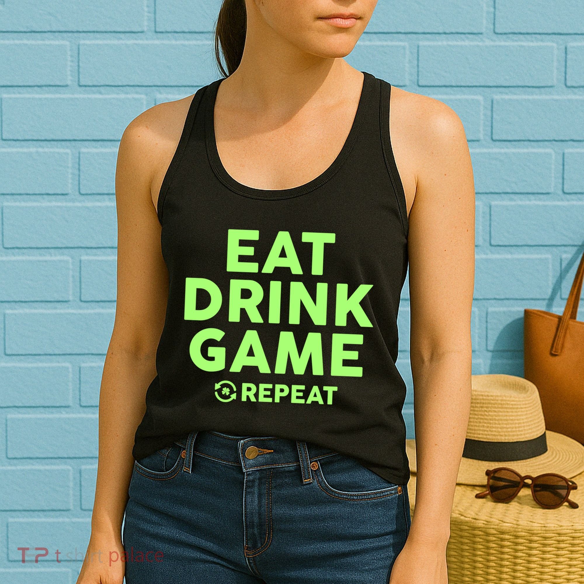 St Patrick's Day Eat Drink Game Repeat Women's Tank Top