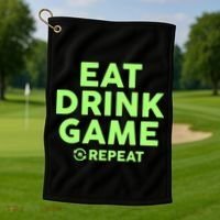 St Patrick's Day Eat Drink Game Repeat Golf Towel thumb 1