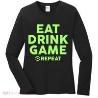 St Patrick's Day Eat Drink Game Repeat Women's Long Sleeve Shirt thumb 0