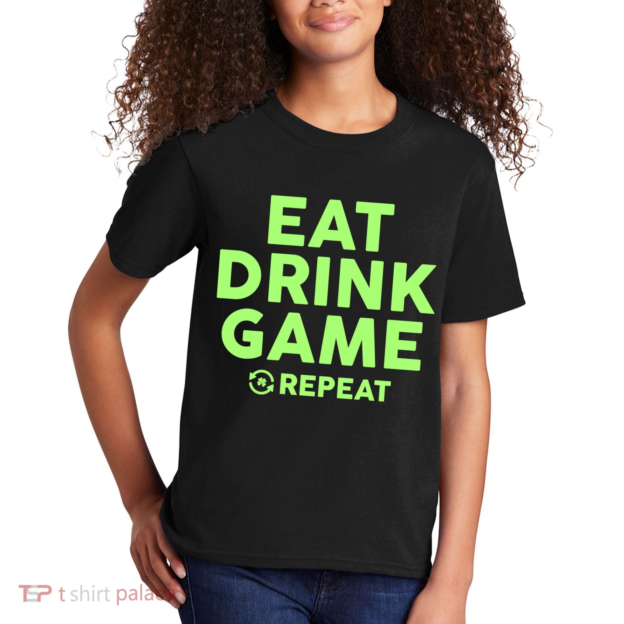 St Patrick's Day Eat Drink Game Repeat Kids T-Shirt