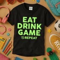 St Patrick's Day Eat Drink Game Repeat Kids T-Shirt thumb 3