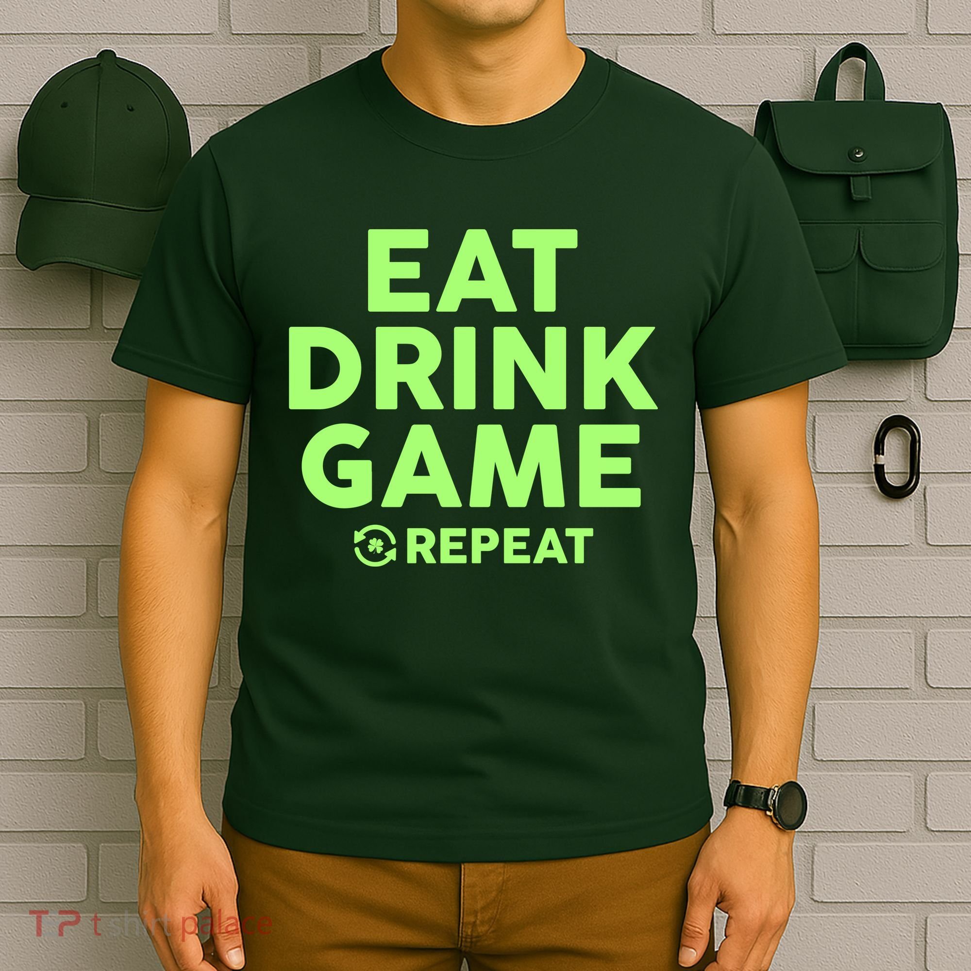 St Patrick's Day Eat Drink Game Repeat T-Shirt
