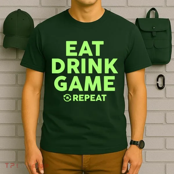 St Patrick's Day Eat Drink Game Repeat T-Shirt