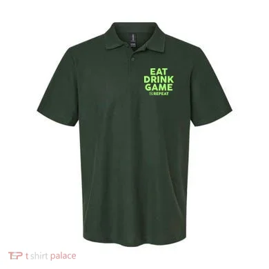 St Patrick's Day Eat Drink Game Repeat Polo