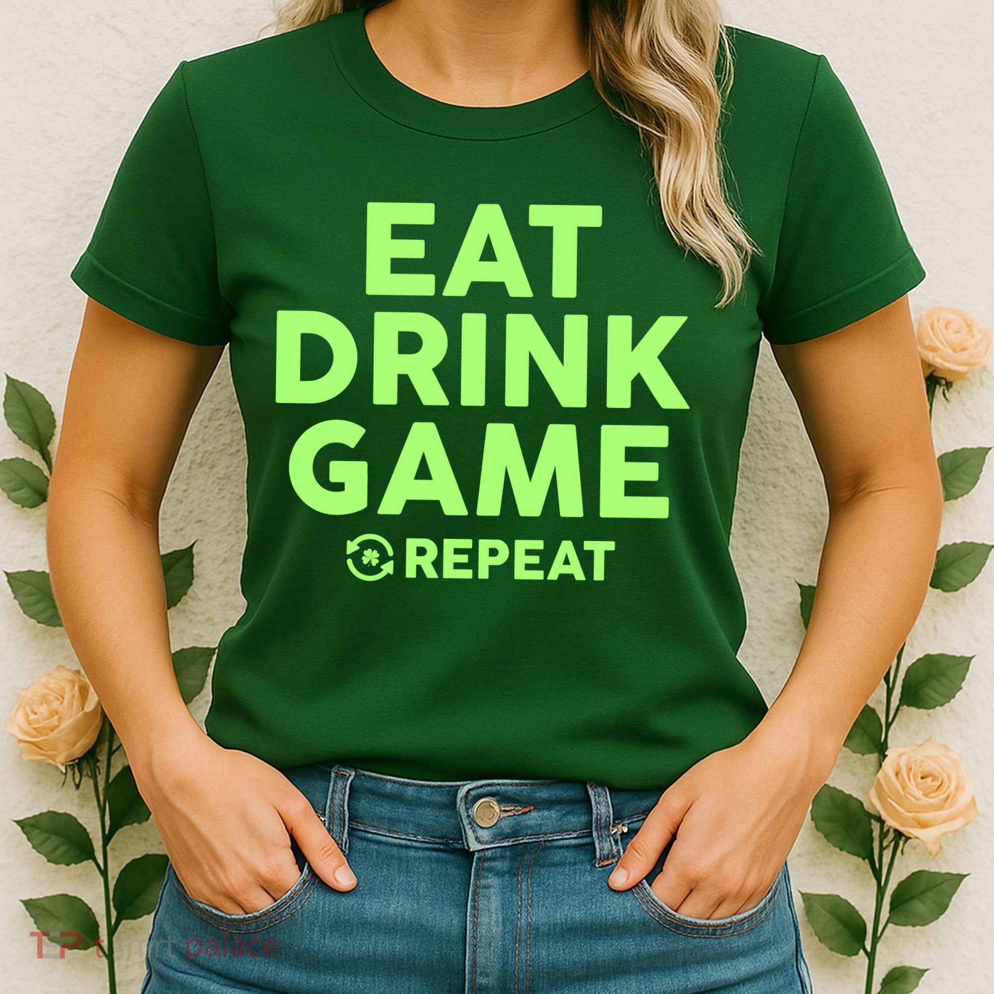 St Patrick's Day Eat Drink Game Repeat Women's T-Shirt