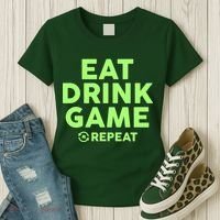 St Patrick's Day Eat Drink Game Repeat Women's T-Shirt thumb 3
