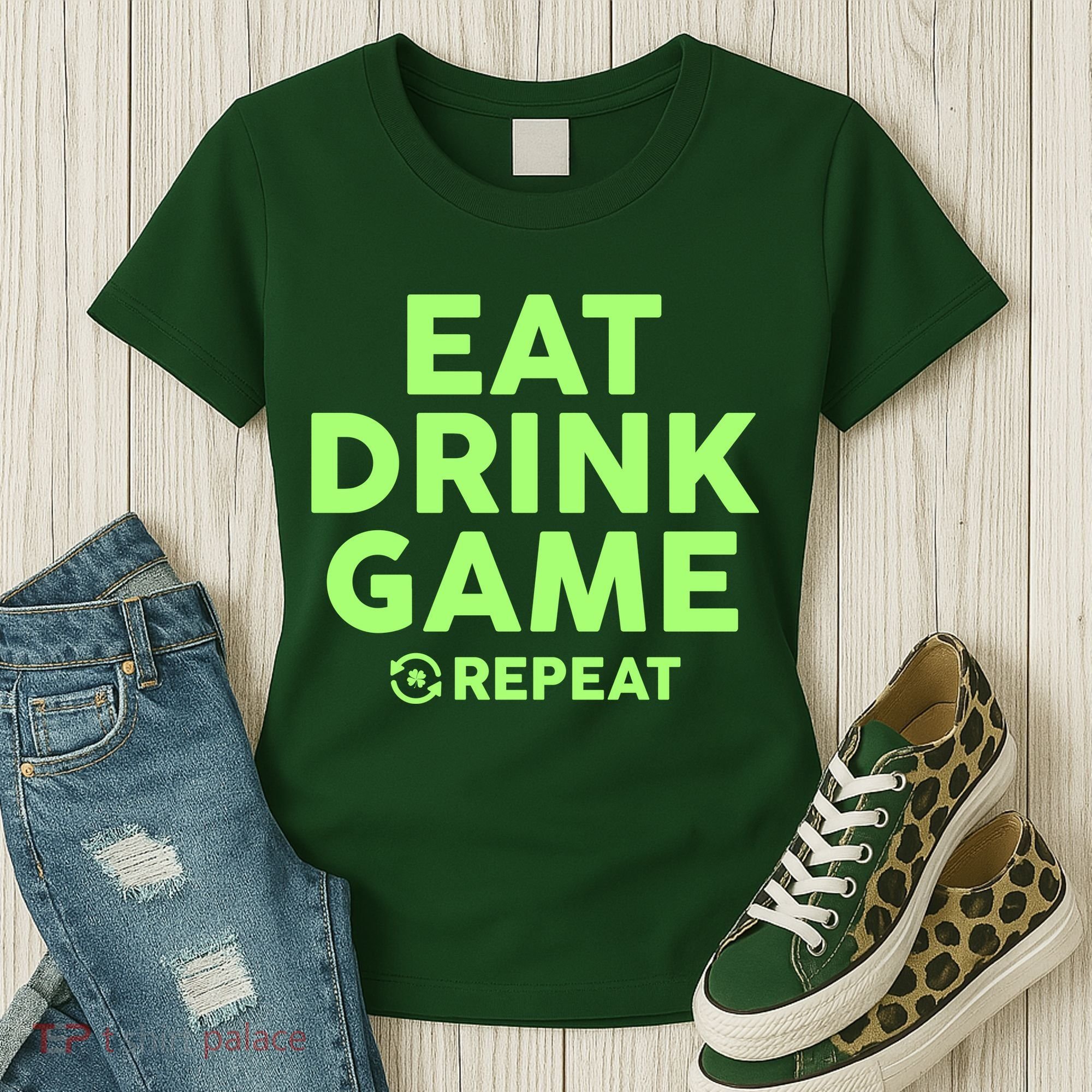 St Patrick's Day Eat Drink Game Repeat Women's T-Shirt