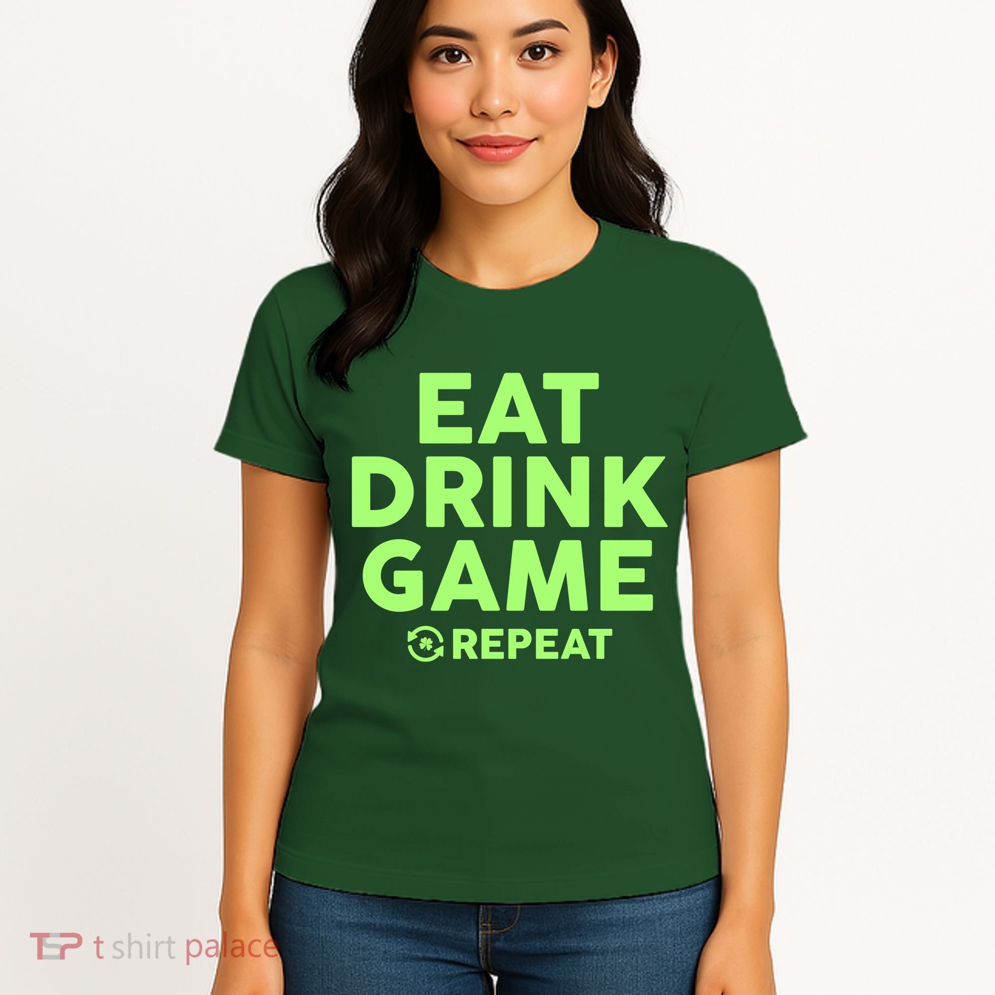 St Patrick's Day Eat Drink Game Repeat Women's T-Shirt