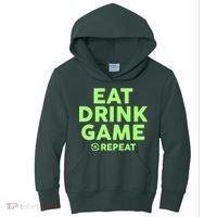 St Patrick's Day Eat Drink Game Repeat Kids Hoodie thumb 0