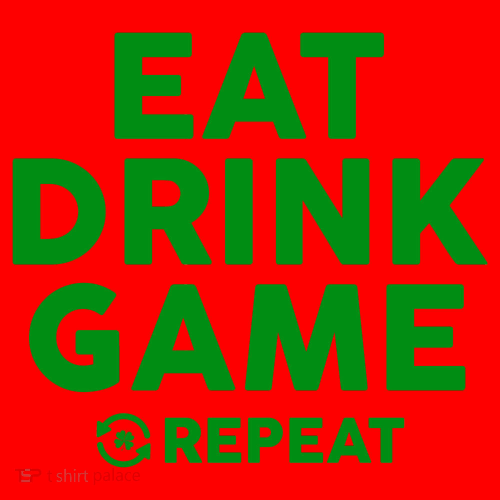 St Patrick's Day Eat Drink Game Repeat Santa Hat
