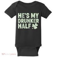St Patrick's Day He's My Drunker Half Matching Couple's Baby Bodysuit thumb 0