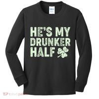 St Patrick's Day He's My Drunker Half Matching Couple's Kids Long Sleeve Shirt thumb 0