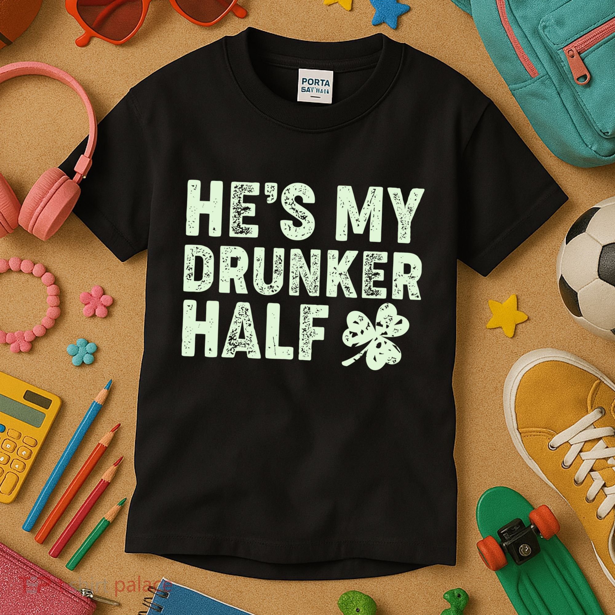 St Patrick's Day He's My Drunker Half Matching Couple's Kids T-Shirt
