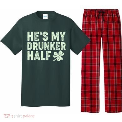 St Patrick's Day He's My Drunker Half Matching Couple's Pajama Set