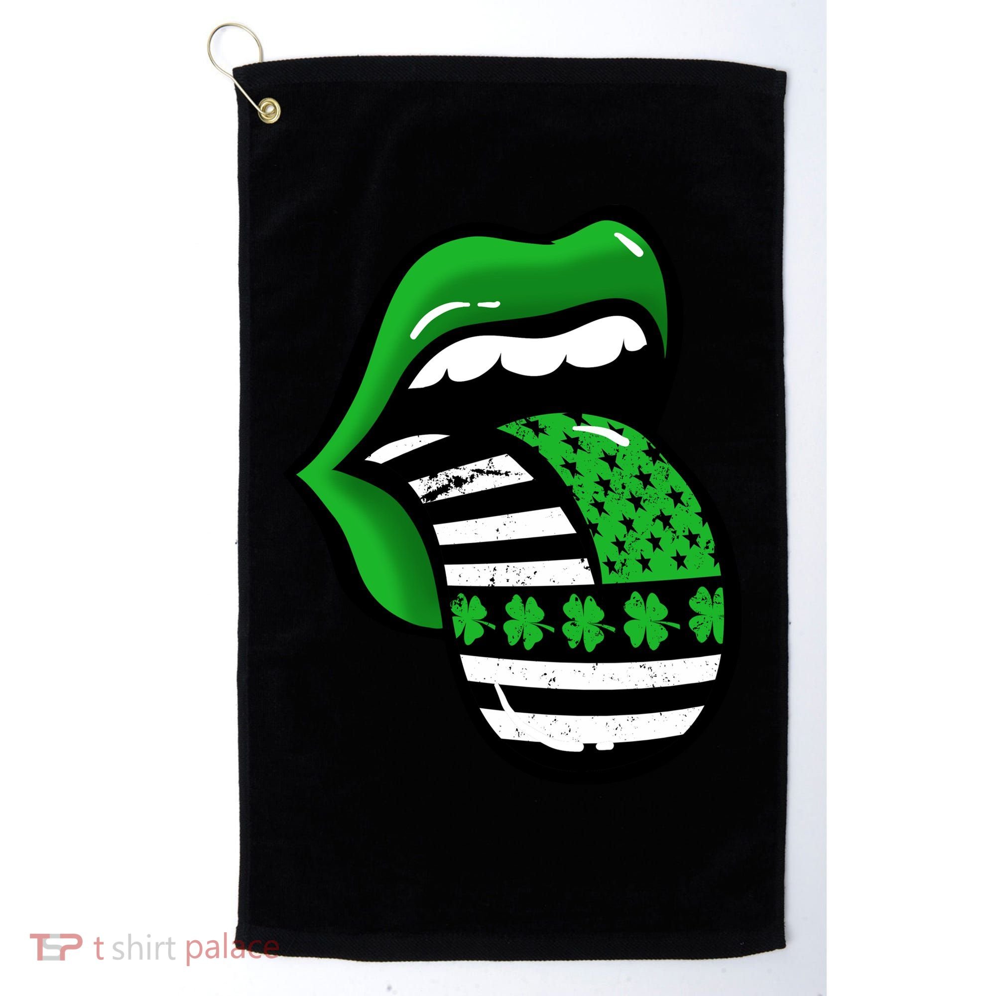 St Patricks Day Irish American Shamrock Flag Paddy Golf Towel