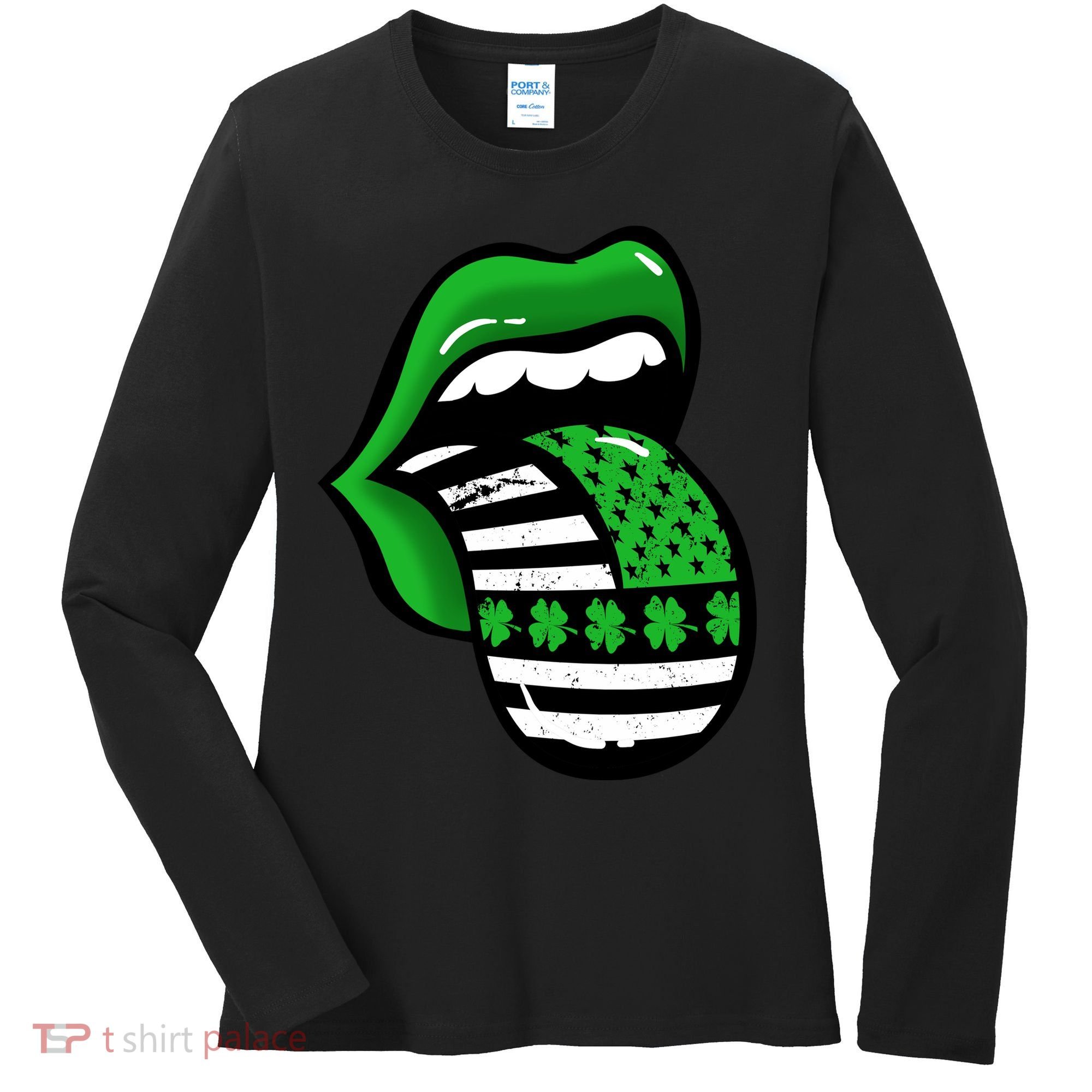 St Patricks Day Irish American Shamrock Flag Paddy Women's Long Sleeve Shirt