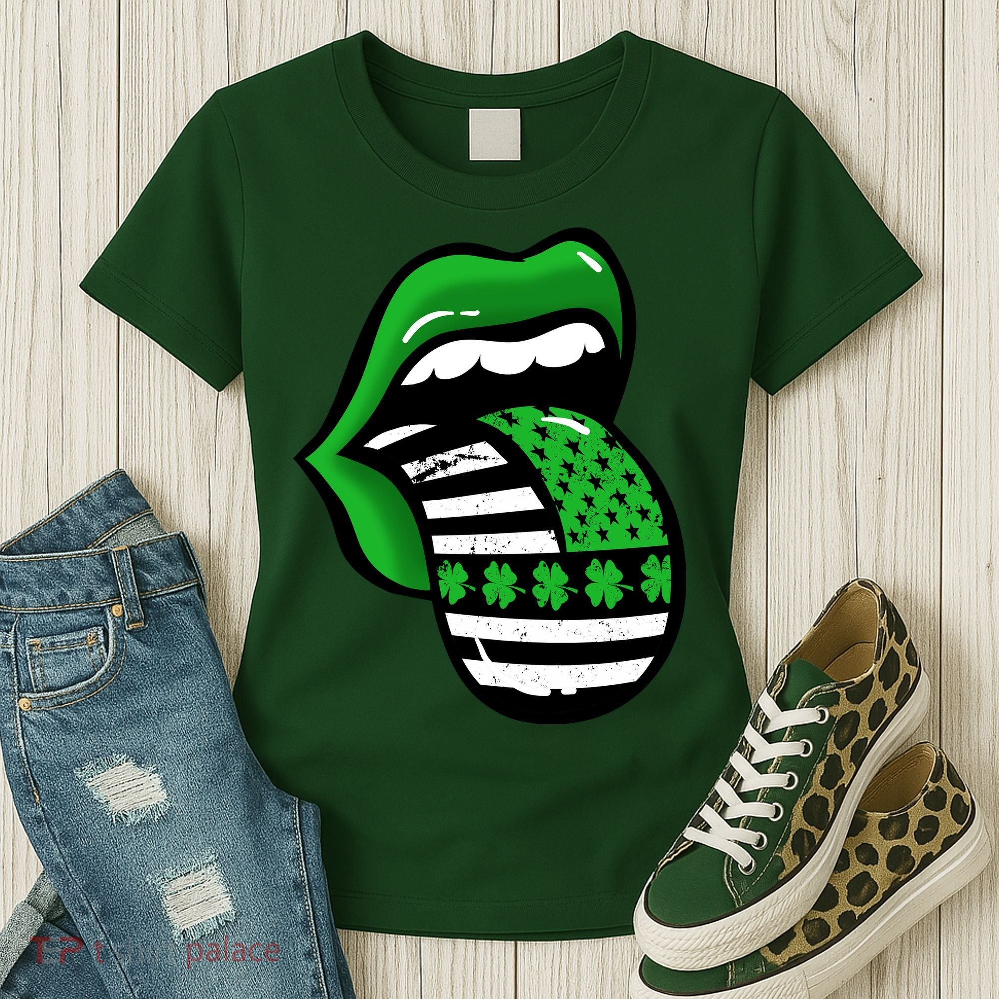 St Patricks Day Irish American Shamrock Flag Paddy Women's T-Shirt