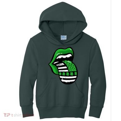 St Patricks Day Irish American Shamrock Flag Paddy Kids Hoodie