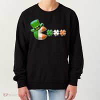 St Patrick's Day Irish Flag Pac Man Shamrocks Women's Sweatshirt thumb 0
