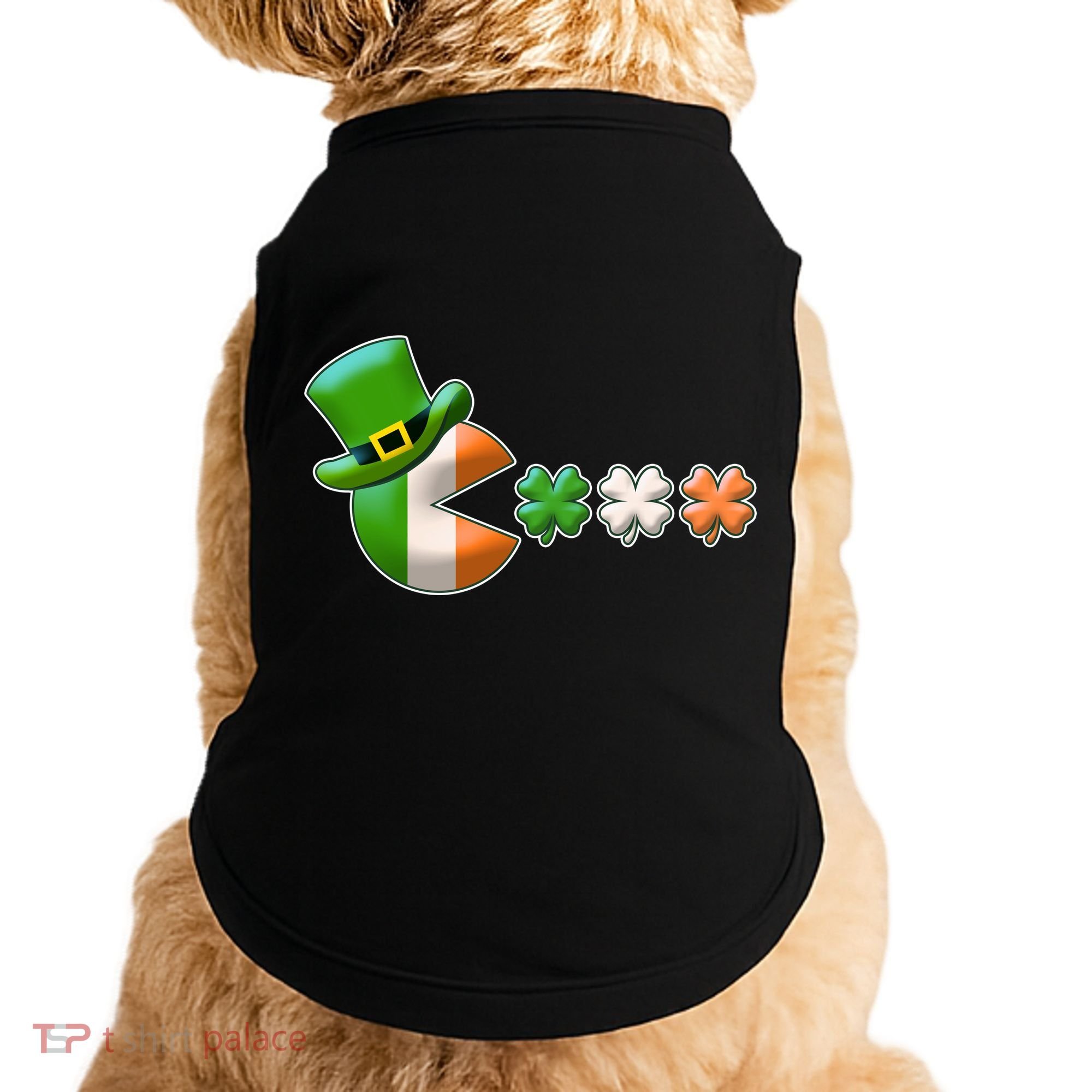 St Patrick's Day Irish Flag Pac Man Shamrocks Doggie Tank