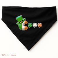 St Patrick's Day Irish Flag Pac Man Shamrocks USA-Made Doggie Bandana thumb 0