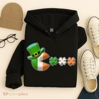 St Patrick's Day Irish Flag Pac Man Shamrocks Hoodie thumb 4