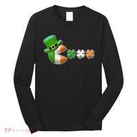 St Patrick's Day Irish Flag Pac Man Shamrocks Long Sleeve Shirt thumb 0