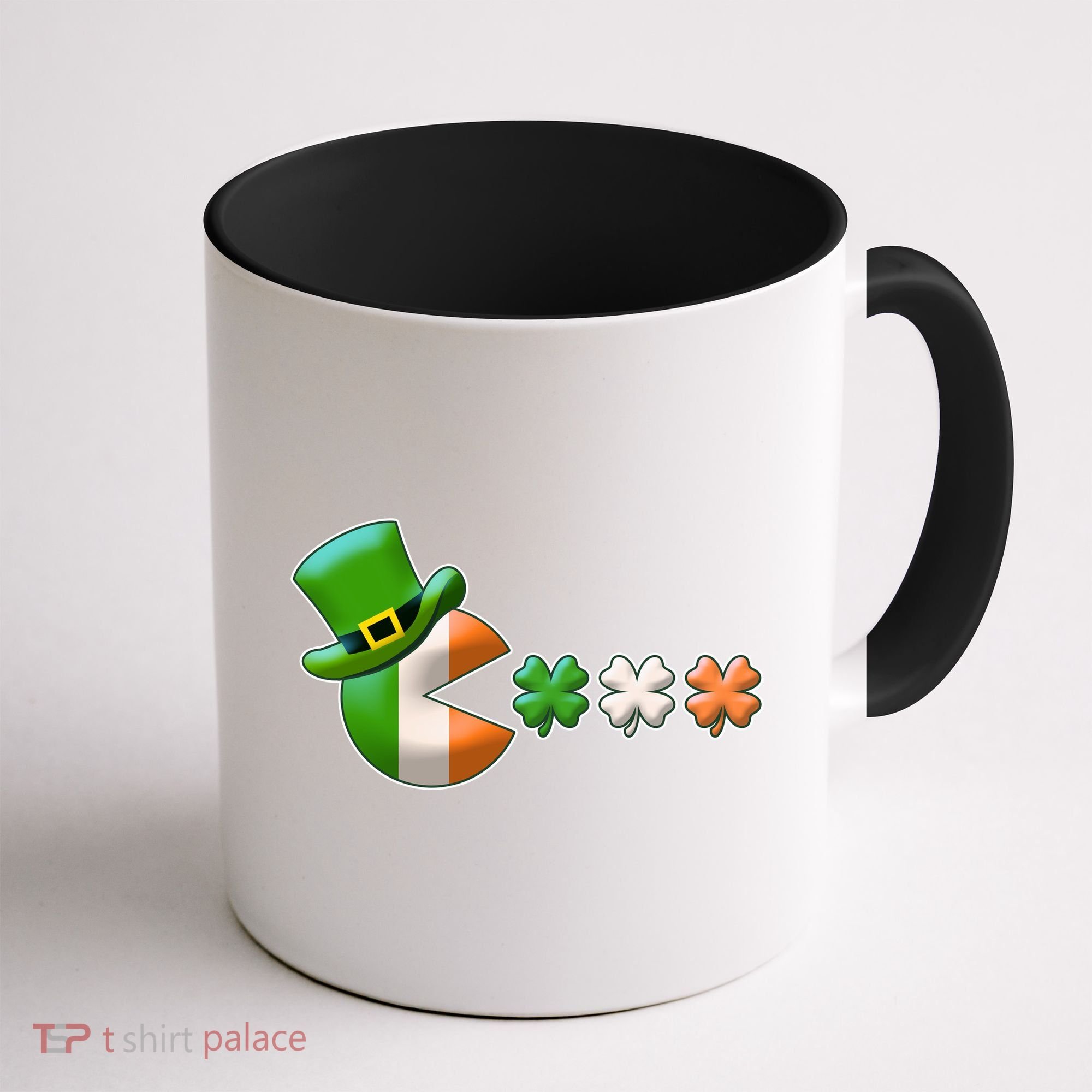 St Patrick's Day Irish Flag Pac Man Shamrocks Coffee Mug