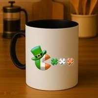 St Patrick's Day Irish Flag Pac Man Shamrocks Coffee Mug thumb 4