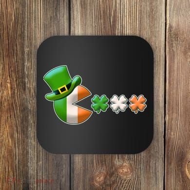 St Patrick's Day Irish Flag Pac Man Shamrocks Coaster