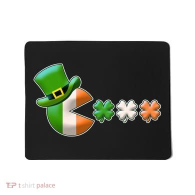 St Patrick's Day Irish Flag Pac Man Shamrocks Mousepad