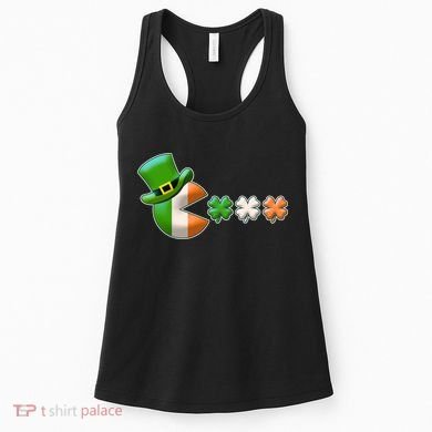 St Patrick's Day Irish Flag Pac Man Shamrocks Women's Tank Top
