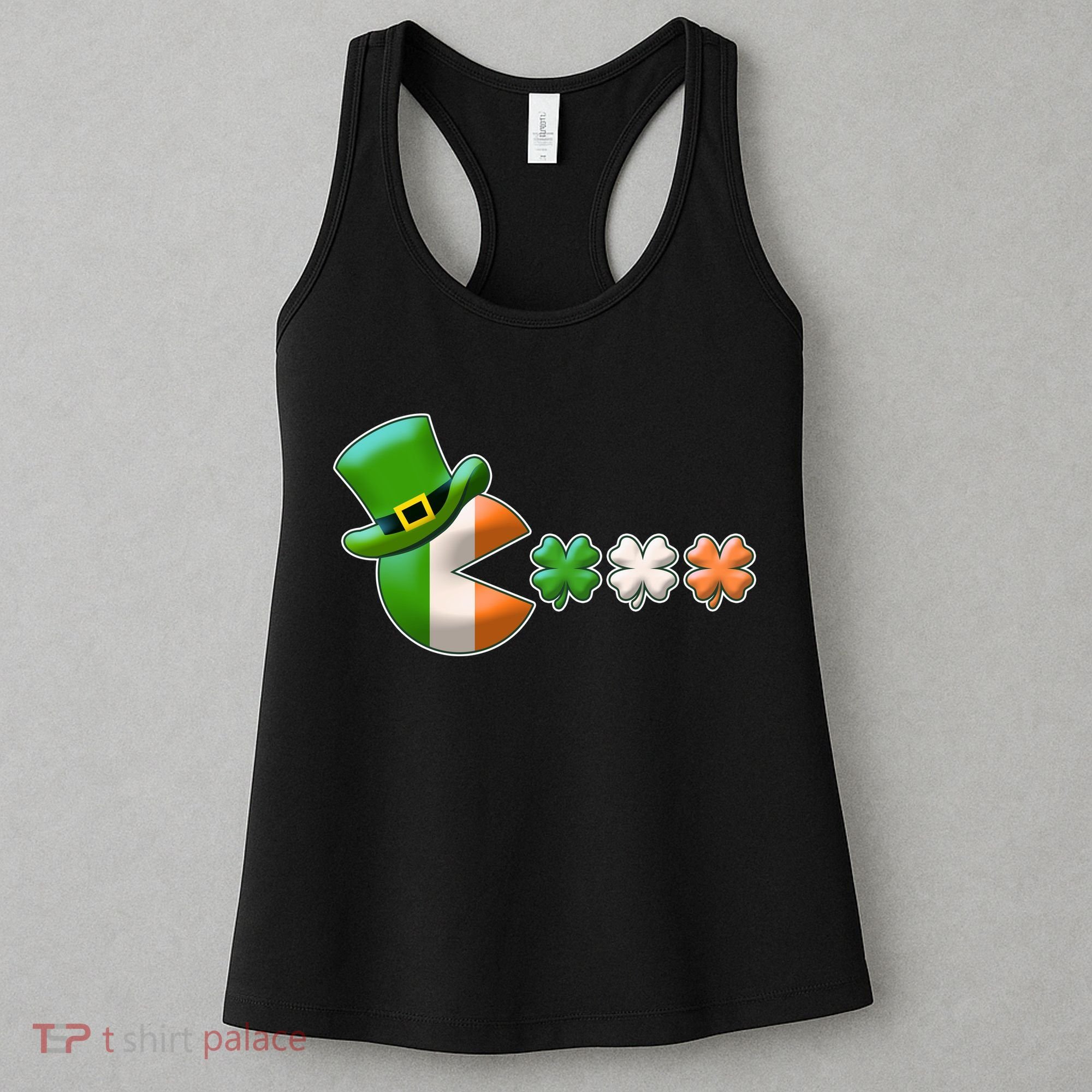 St Patrick's Day Irish Flag Pac Man Shamrocks Women's Tank Top