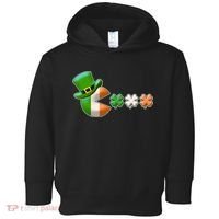 St Patrick's Day Irish Flag Pac Man Shamrocks Toddler Hoodie thumb 0