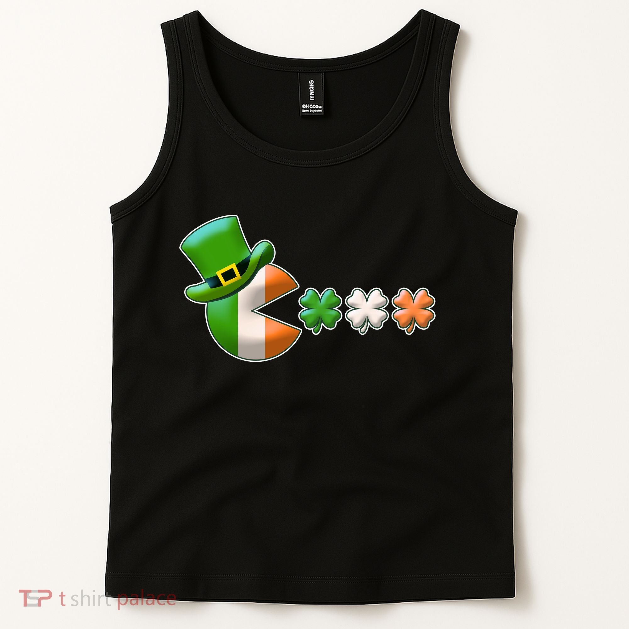 St Patrick's Day Irish Flag Pac Man Shamrocks Tank Top