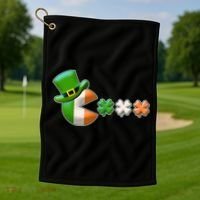 St Patrick's Day Irish Flag Pac Man Shamrocks Golf Towel thumb 1