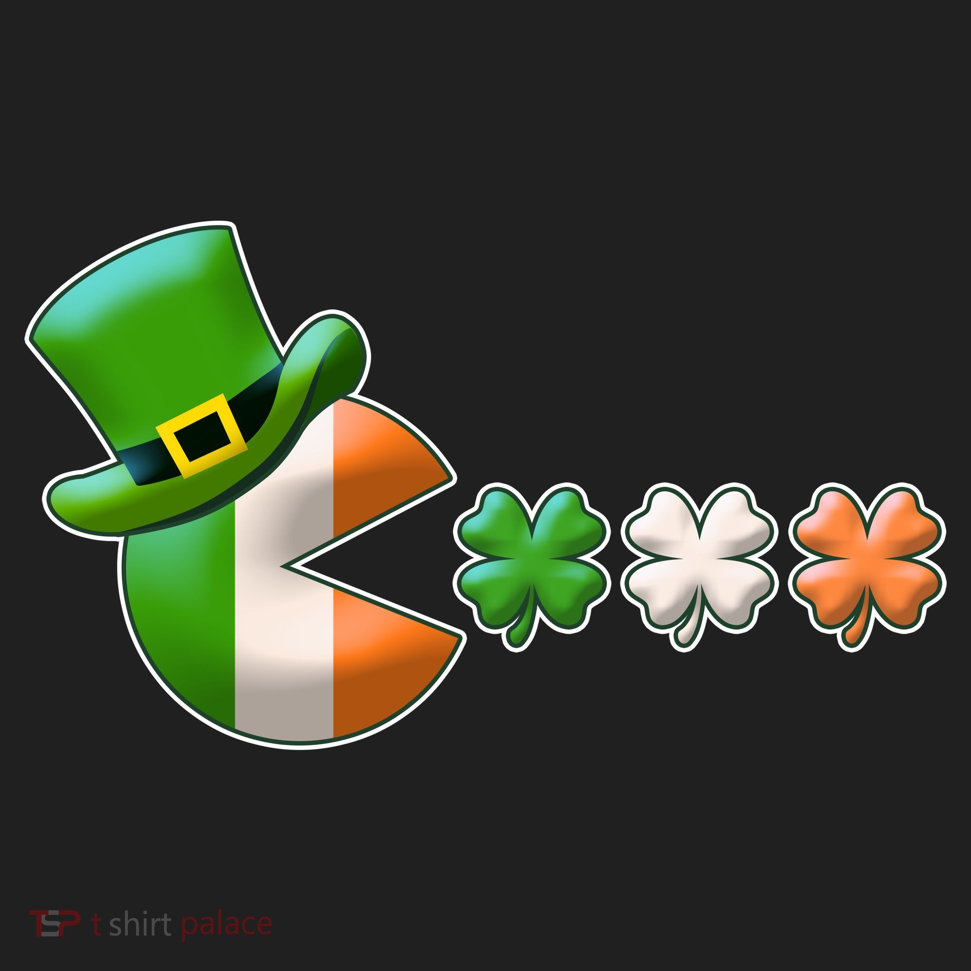 St Patrick's Day Irish Flag Pac Man Shamrocks Golf Towel