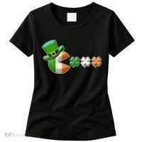 St Patrick's Day Irish Flag Pac Man Shamrocks Women's T-Shirt thumb 0