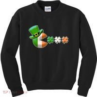 St Patrick's Day Irish Flag Pac Man Shamrocks Kids Sweatshirt thumb 0