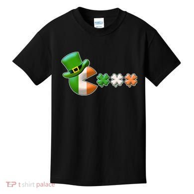 St Patrick's Day Irish Flag Pac Man Shamrocks Kids T-Shirt