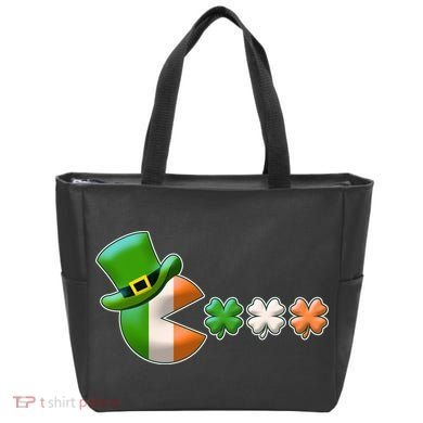 St Patrick's Day Irish Flag Pac Man Shamrocks Tote Bag