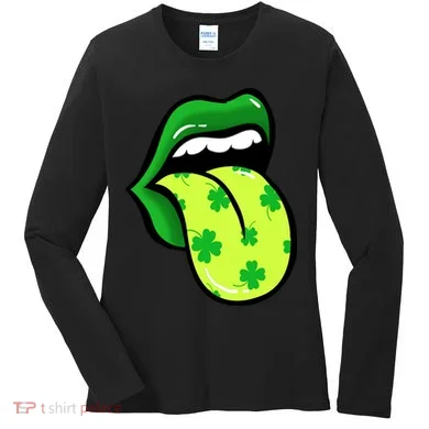 St Patricks Day Irish Lips Women's Long Sleeve Shirt